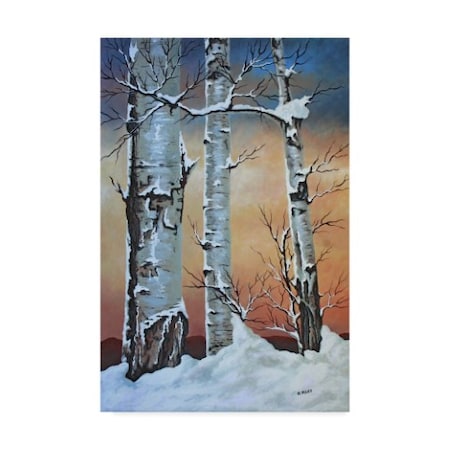 Carol J Rupp 'Winter Sunset Behind Trees' Canvas Art,30x47